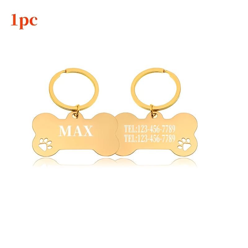 Customized Bone Dog Tag for Pets, Engraved Name Tag for Dogs and Cats