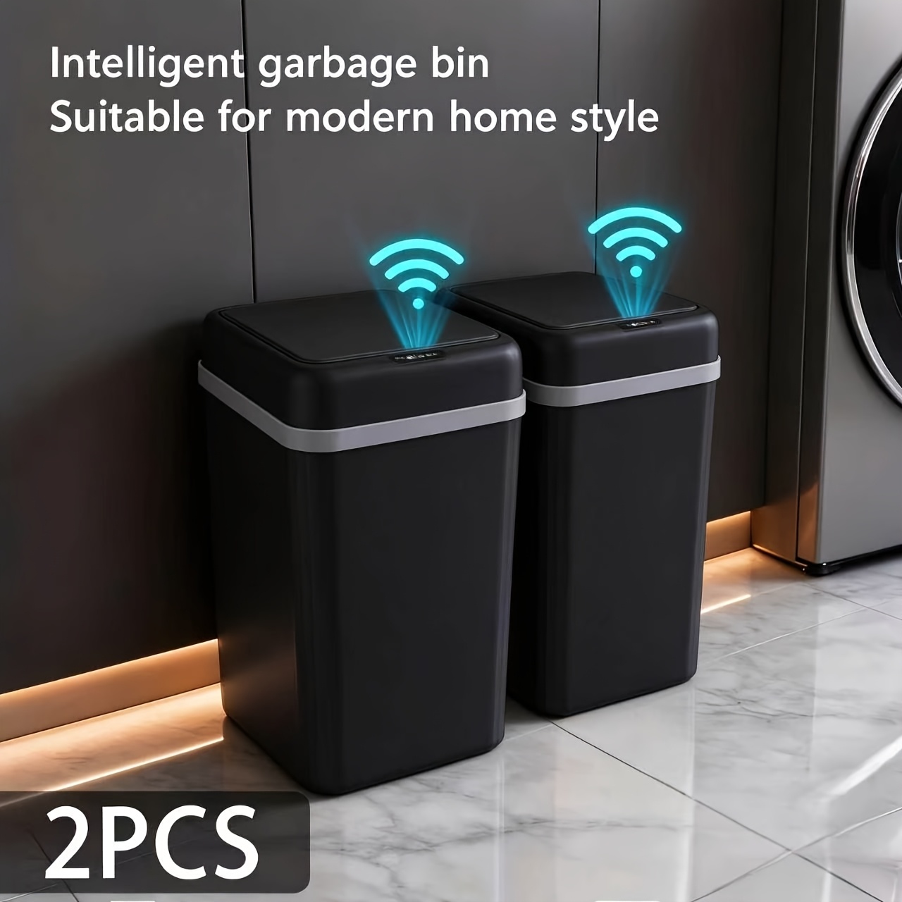 TEMU 1-pack/2-pack Large-capacity Smart Sensor Trash Can, Quiet & Odor-proof, Pet-resistant, Automatic , Household Garbage Bin For Living Room,