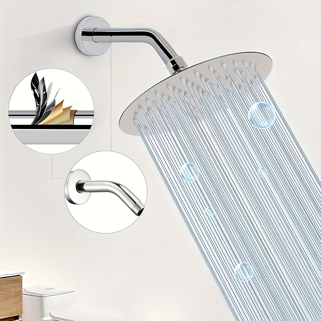 TEMU 1 pièce Coude de tuyau électroplaqué avec cache, Brasse de douche en acier inoxydable, Bras d'extension mural pour pomme de douche de 5,9 pouces