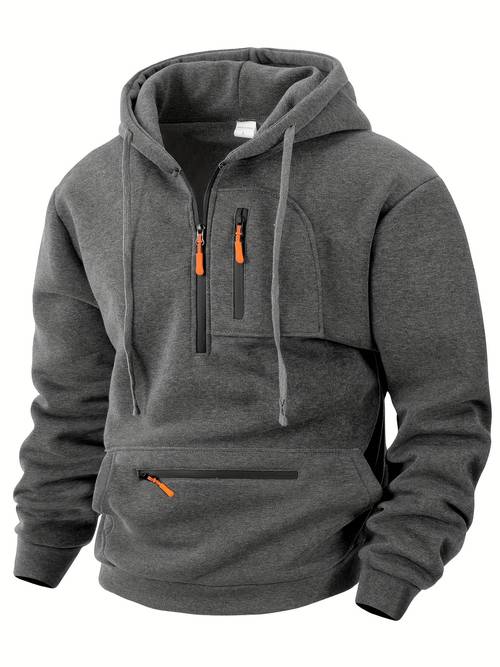 2025 mens new arrival jacquard knit hooded sweatshirt with half zip top