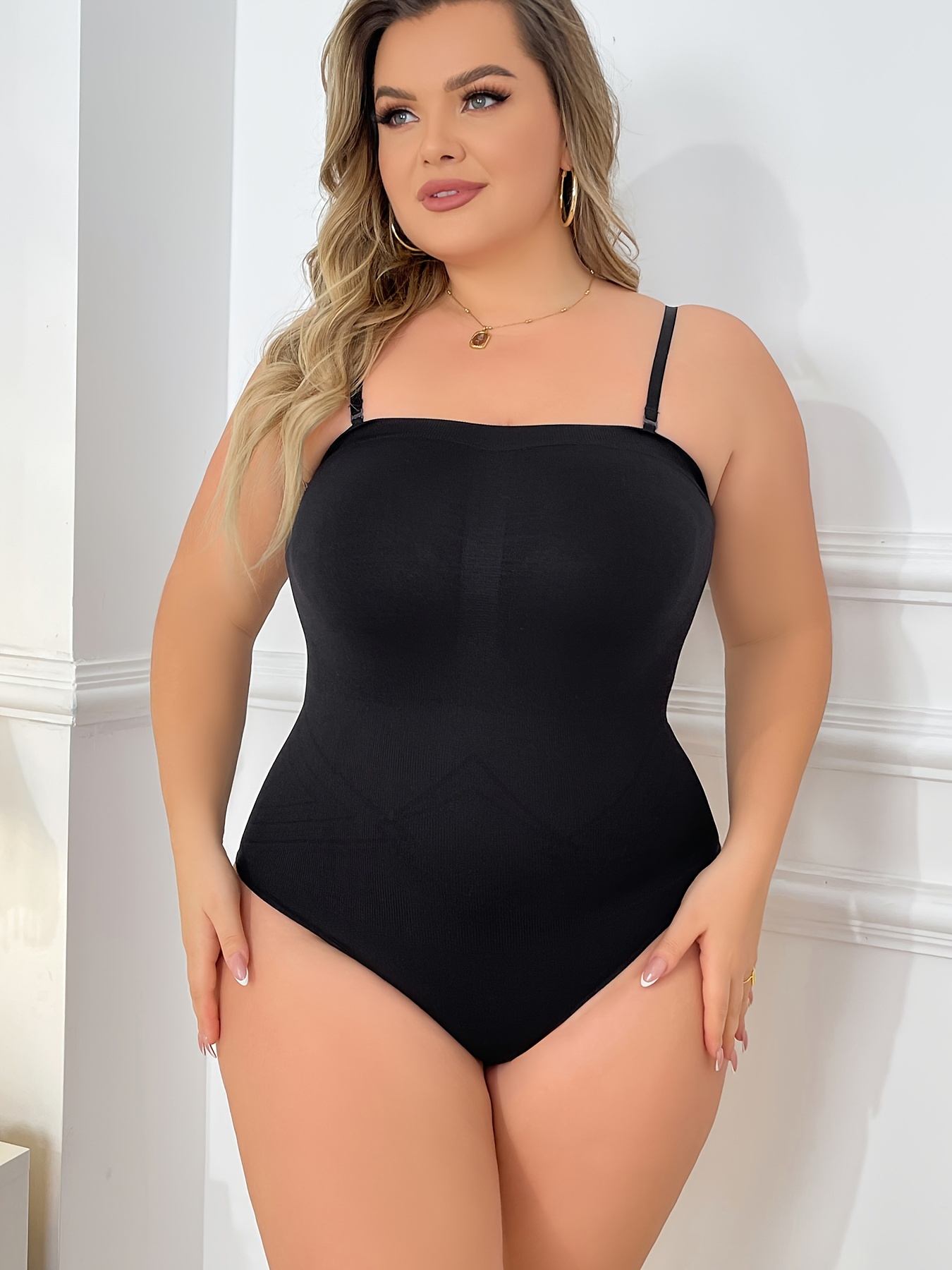 Women's Simple Shapewear Bodysuit, Plus Size Solid Seamless Push Up Tummy  Control Thong Slimming Bodysuit, Shop The Latest Trends