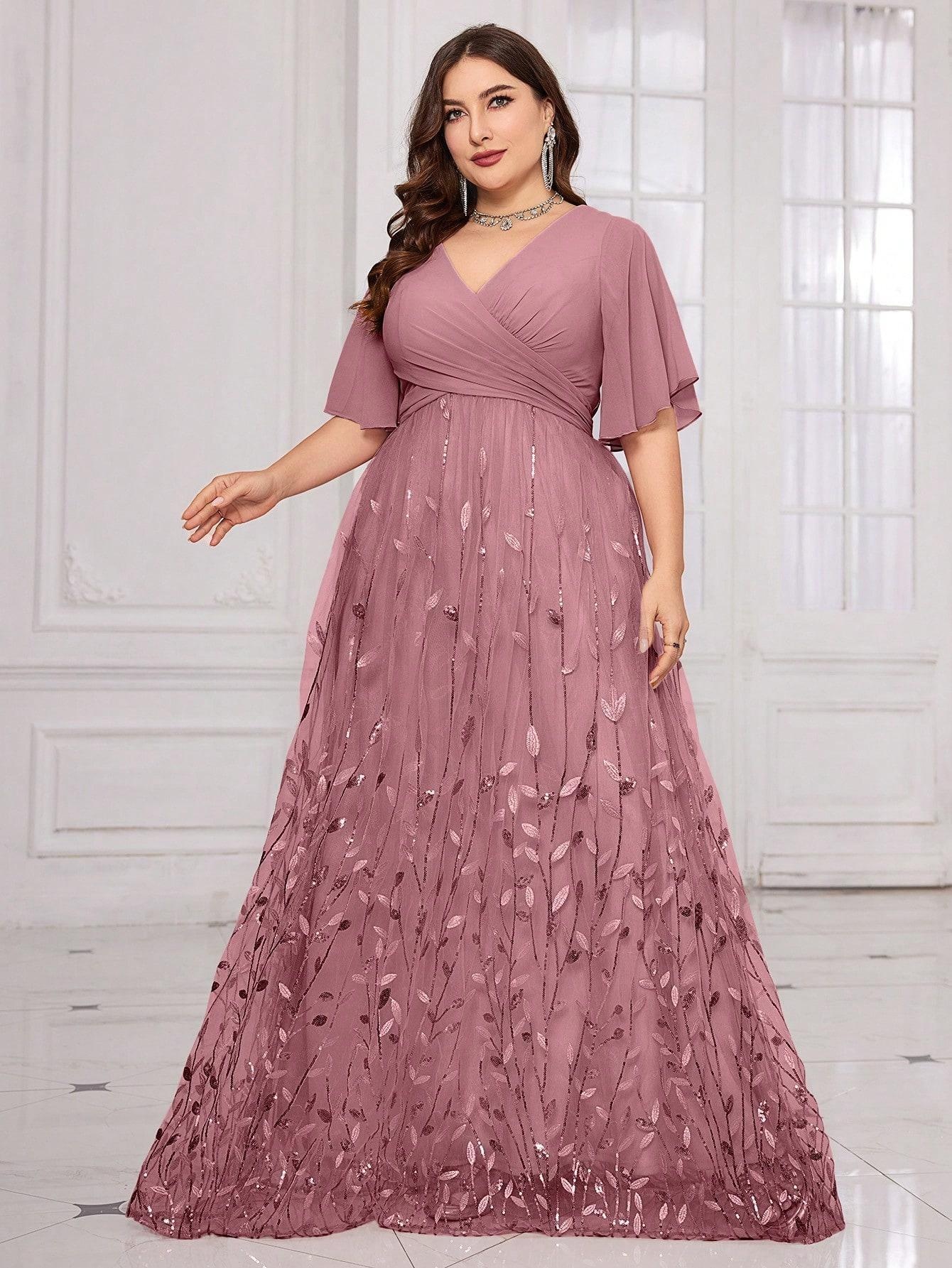 rose gold mothers dress for wedding Gorgeous Pink Mermaid Prom Dress for Women Sparkly Crystal Ruffles Velvet main image 1