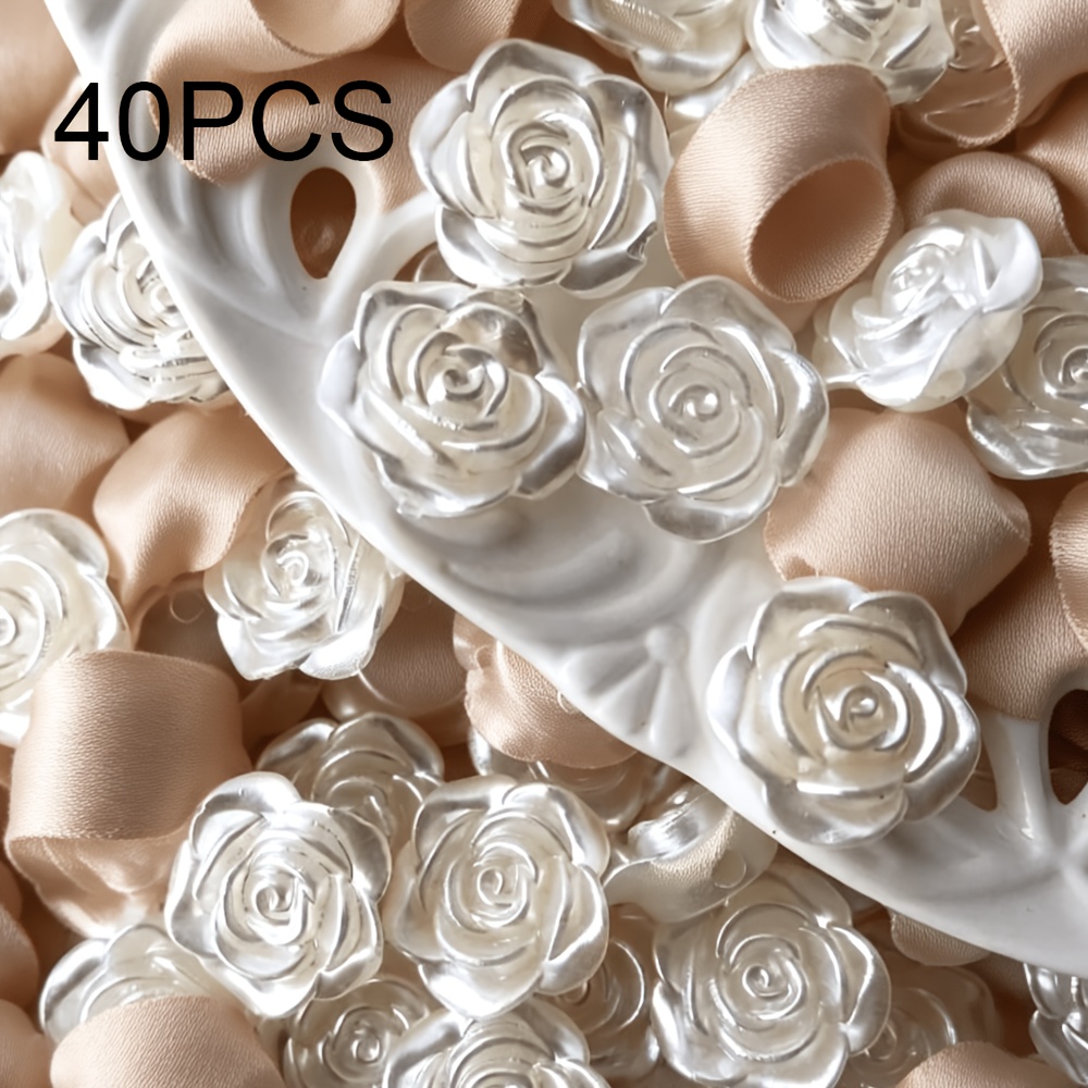 TEMU 25/40pcs Pearlescent Rose Camellia Materials Cream Glue Phone Case Pearlescent Jewelry Additions