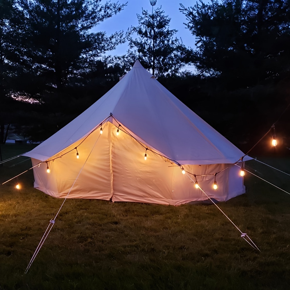 宽敞的 20 英尺米色帆布铃铛帐篷 | 6m 带拉链地板的露营蒙古包 |防水耐用，适合所有季节 |可容纳 8 人 |钢架和网状通风，户外派对帐篷 商品详情 1