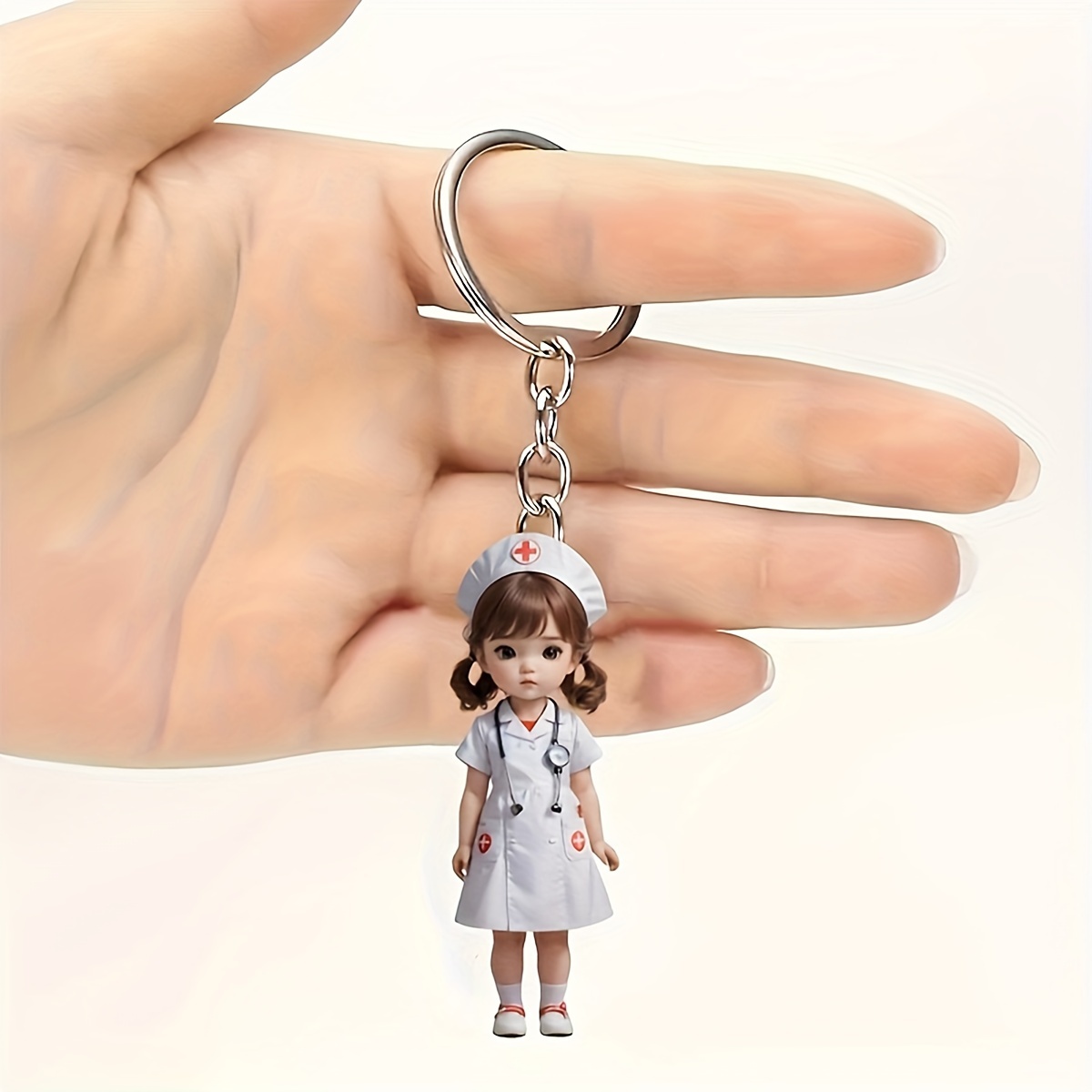 

1pc Nurse Keychain, 2d Nurse Car Decor Pendant, Keyring For , Nurse Figurine, , , For Christmas, , 's Day,