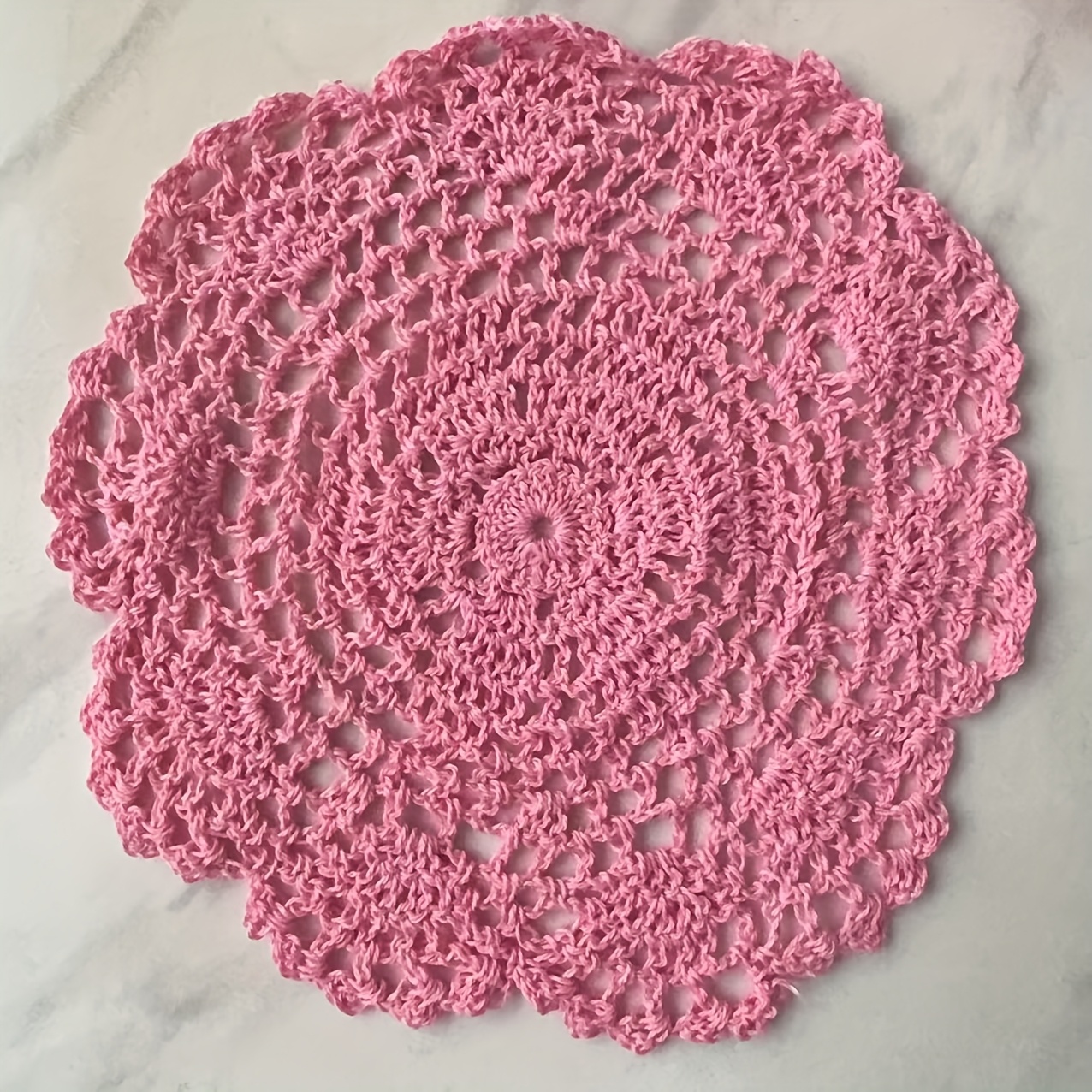 TEMU 2-pack 20cm Handcrafted Crochet Hollow-out Round Multicolor Decorative Coasters | Fabric, Polyester, Ideal For Christmas, Halloween, Easter,