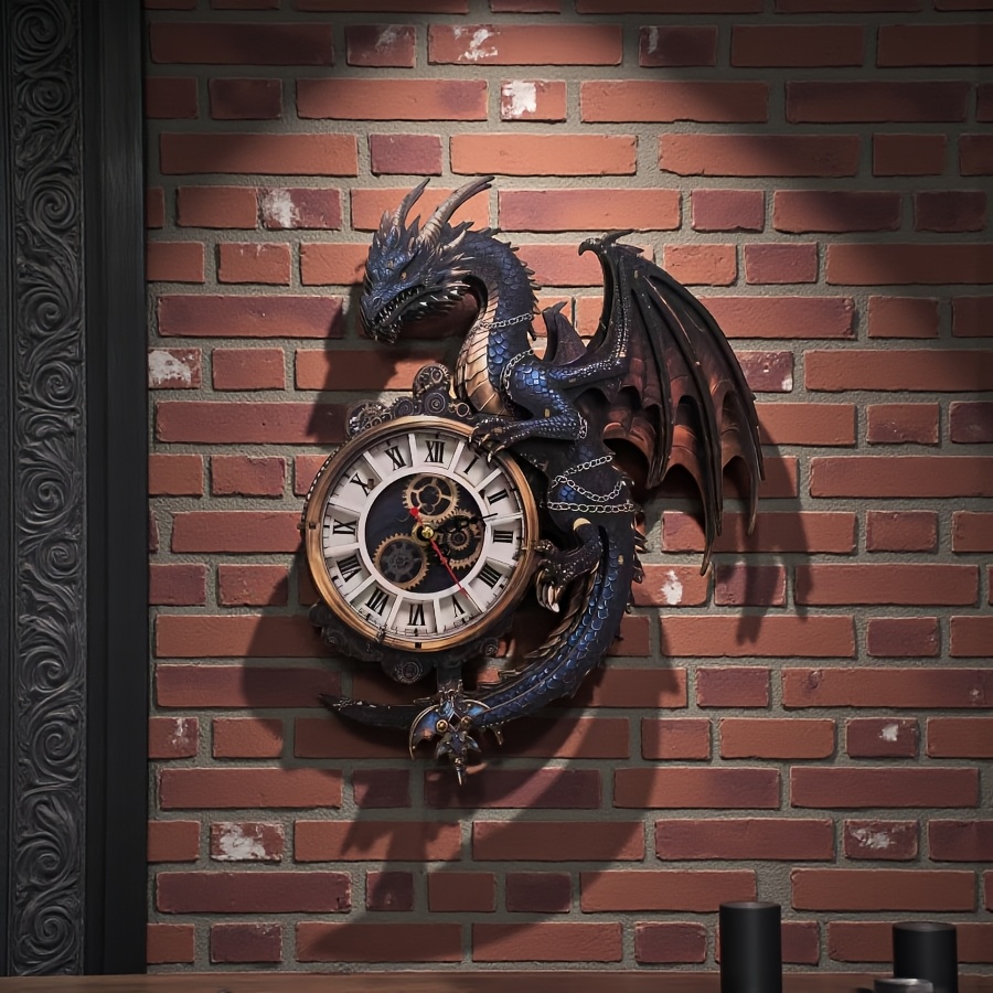 TEMU Wdpintu 3d Wooden Puzzle Clock - Mythical Dragon Mechanical Pendulum Wall Clock, Diy Suitable For Adults, Wood With Dragon-themed Pieces,