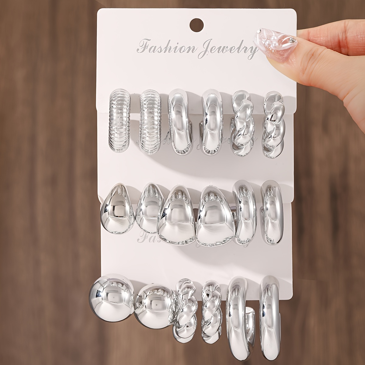 Image of 9 Pairs Of Fashionable Lightweight Resin Women's Earrings Set, Classic Elegant Style Body Jewelry, Suitable For Daily Casual Wear, Versatile Holiday Gift