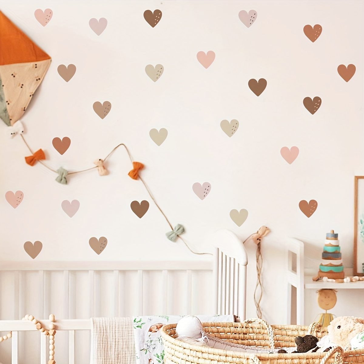 Morandi Color Heart Wall Stickers, Self-adhesive And Removable, Decor For The Bedroom