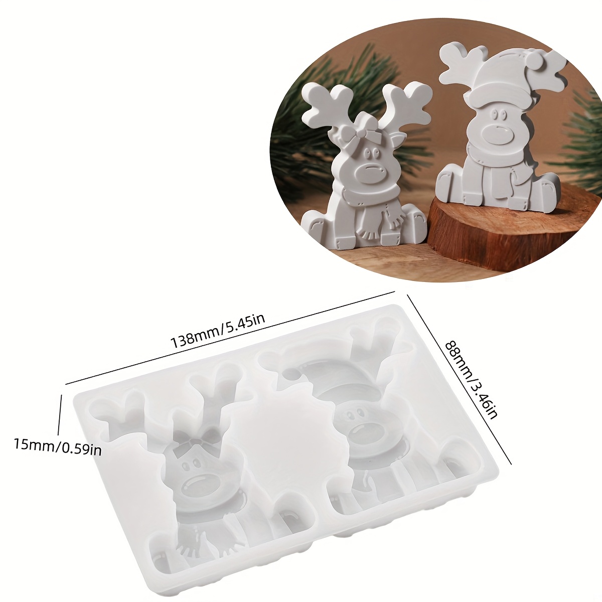 E-shop Harzform Cartoon Niedliche Elch Epoxidharz Tropfer Spiegel Silikonform Weihnachts Hirsch Ornament Dekoration Zement Gips Ton Herstellung Form