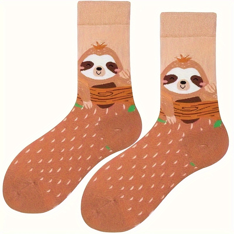 

A Set Of Of Seasonal Cartoon Sloth Patterned Long Socks, Trendy And Cute, Indoor And Outdoor Wear, Providing Happiness .