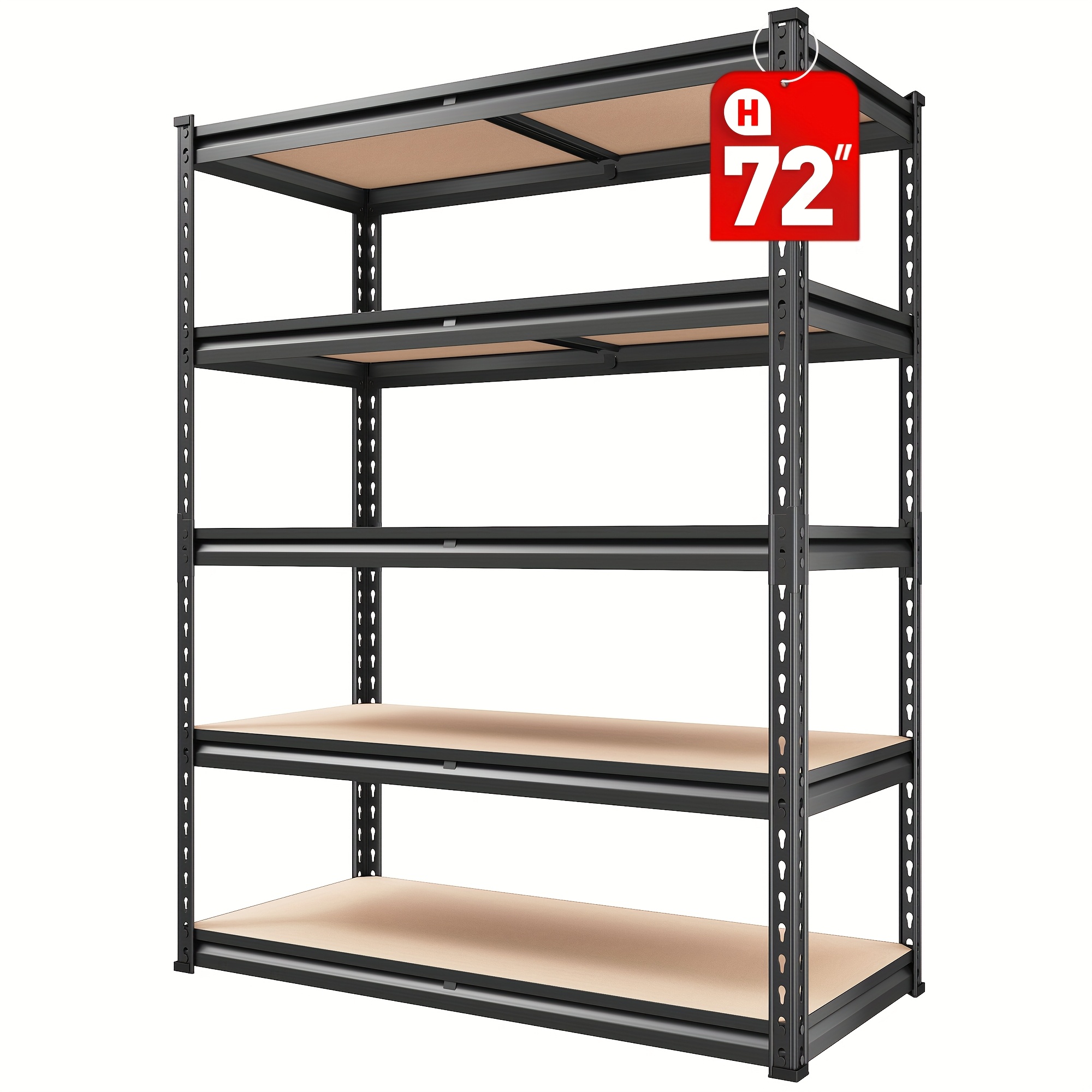 TEMU Reibii 5-tier Orange Metal Storage Shelf, 90x40x183cm, Freestanding Tiered Shelf For Garage, Kitchen, Bathroom, And , Painted Finish,