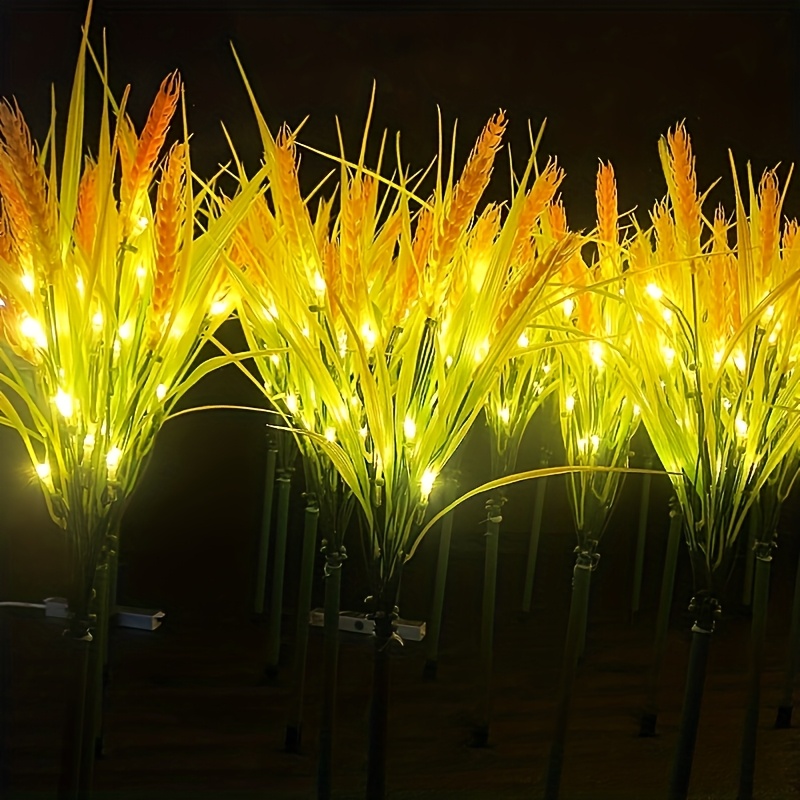 1 pack 7 wheat lights outdoor off solar with 7 plug and play wheat   for pathway   decoration plastic wheat   lights suitable for lawn harvest Product details 1