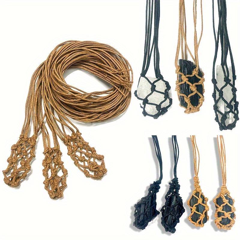 

3pcs Woven Cords Necklace Accessories Empty Gemstone Holder Cord Basket Necklace Diy Jewelry Making Accessories