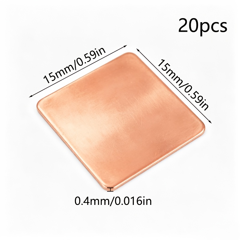 TEMU 20 stuks, Koperen Koelribben, Zuivere Koperen Thermische Pakkingen met Verschillende Diktes van 0,4 mm tot 1,4 mm Beschikbaar, Koperfolie Vellen