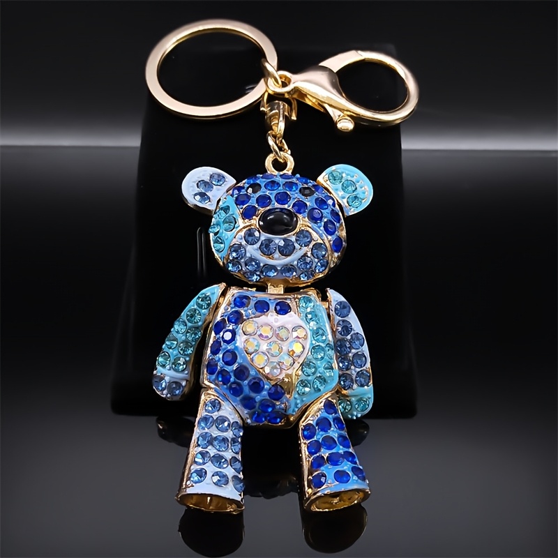TEMU Cute Sweet Colorful Key Chain Alloy Rhinestone Fashion Bag Additions Keyring