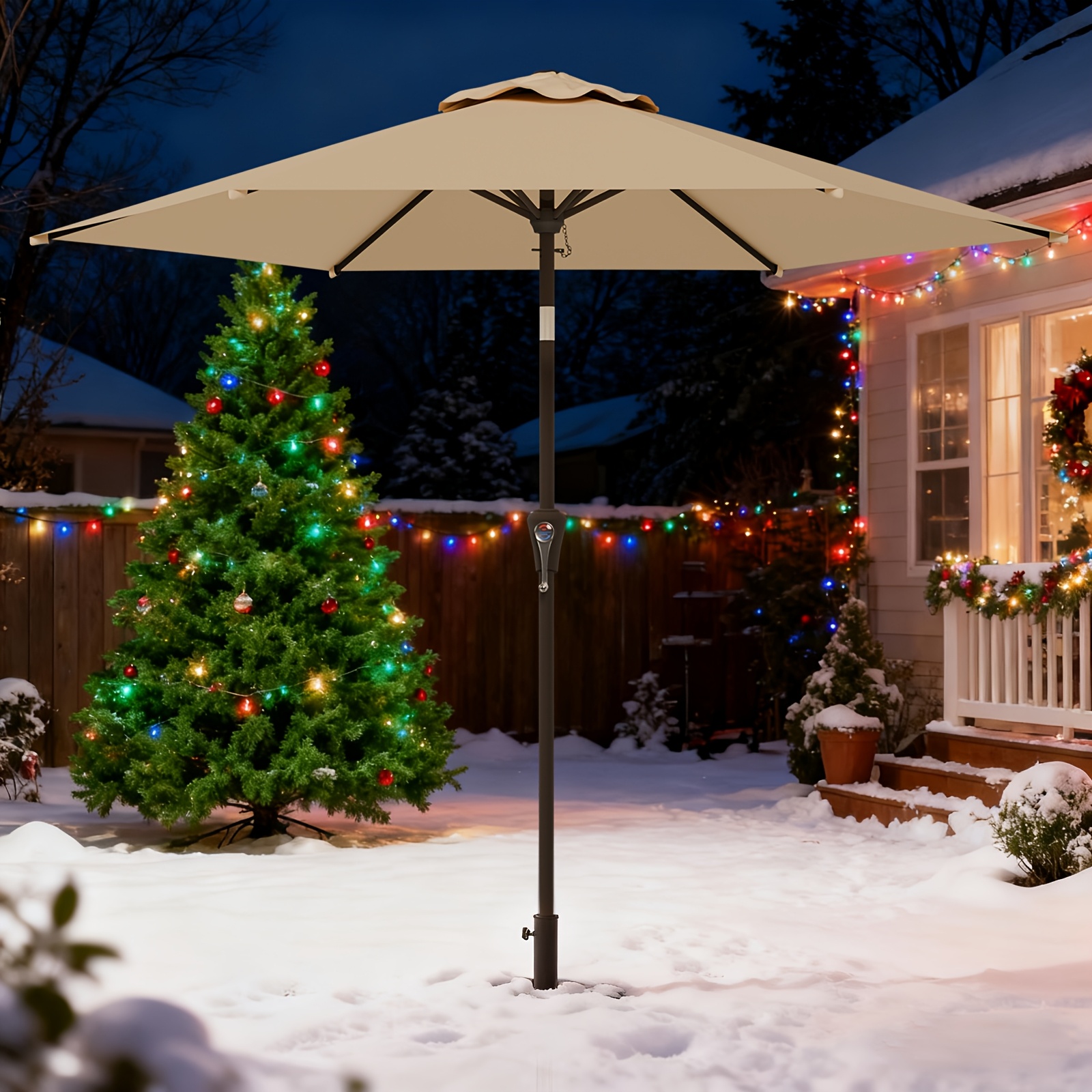 TEMU 9ft Sturdy Patio Umbrella Outdoor With Tilt & Crank | Umbrella Outdoor Patio, Patio Umbrella Outdoor | Alloy , 6 Ribs, Fade-resistant Polyester