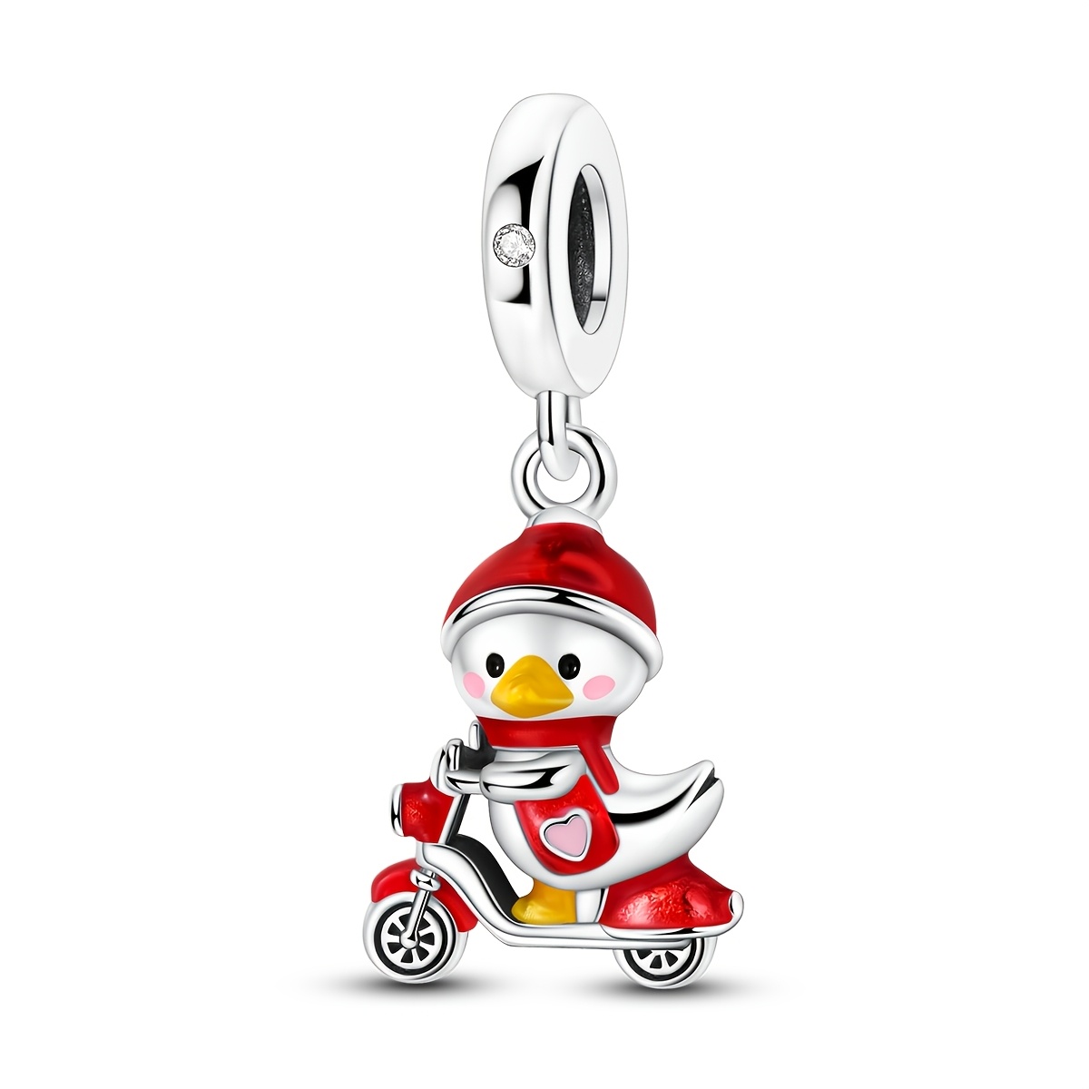 TEMU 1pc Designed Silvery-colored Charm Beads For Women, Featuring A And Car, Suitable For Original Bracelets And Necklaces For Crafting