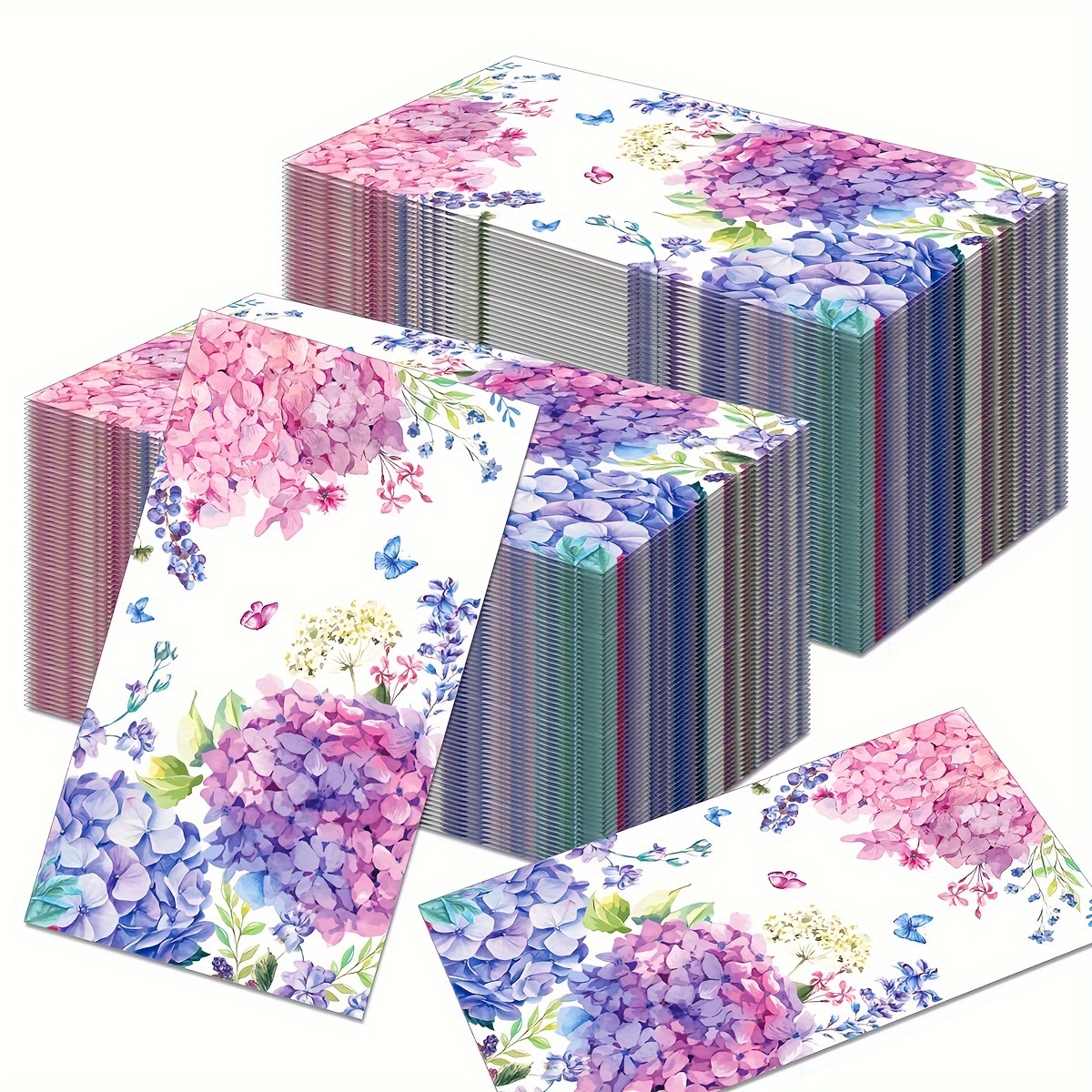 

20pcs Hydrangea Floral Print Paper Napkins, Disposable Decorative Flower Themed Tissue For Wedding Party Festivities