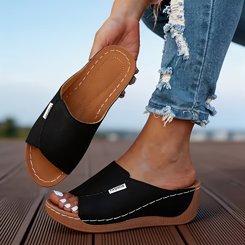 TEMU Trendy Solid Color Mesh Breathable Sports Sandals, Wear Resistance Non-slip Flip Flops, Casual Versatile Open Toe Beach Slippers, Women Shoes