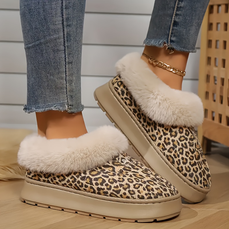 Image of Winter Indoor Home Comfortable Anti-slip Warm Thick Sole Soft Sole Ankle Boots Wedge Home Slippers, Women Shoes