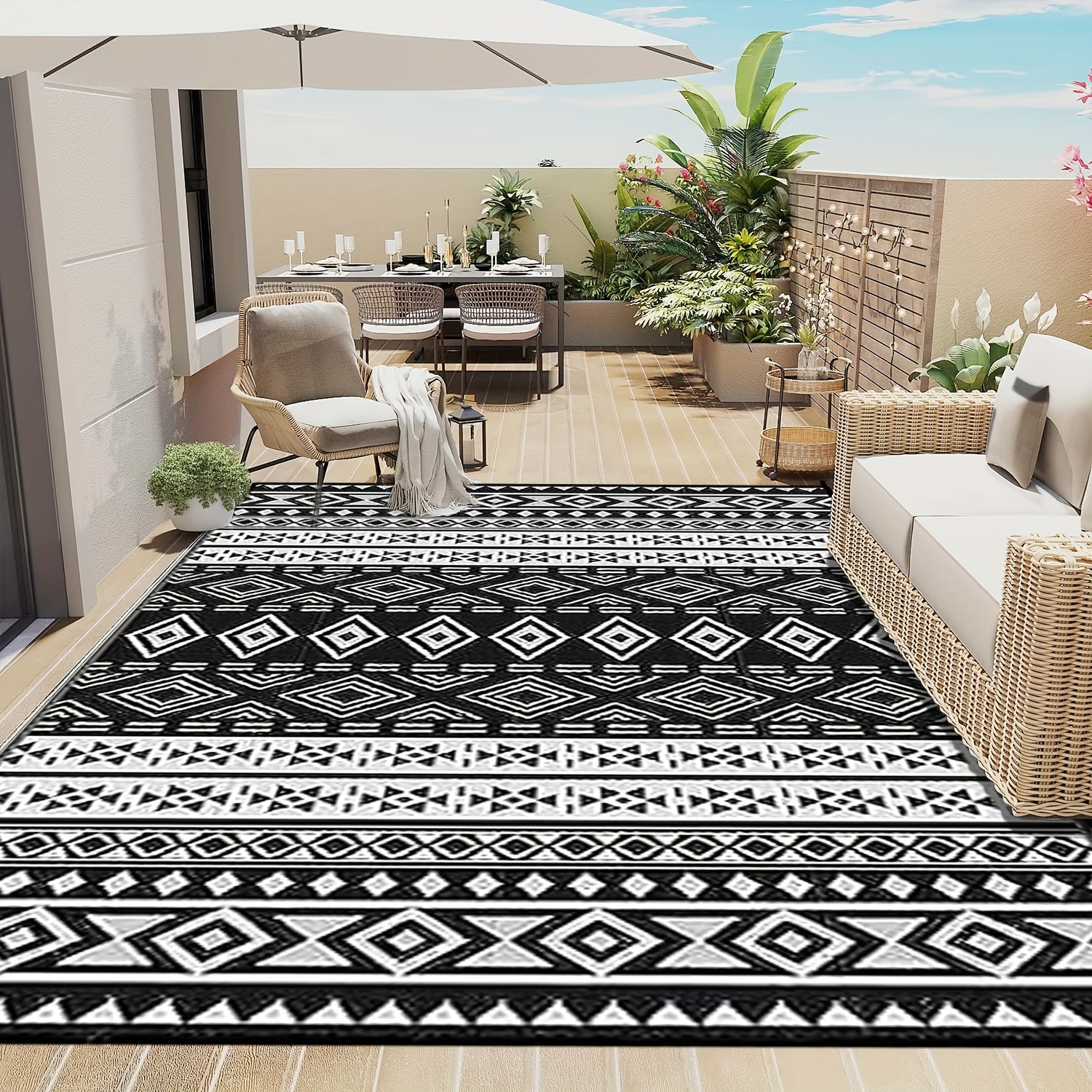 Outdoor Patio Rug Waterproof Camping - Outdoor Rugs Outdoor Carpet, Plastic  Straw Area Rug for Patios Clearance RV, Outside Porch Rug Balcony Deck Rug