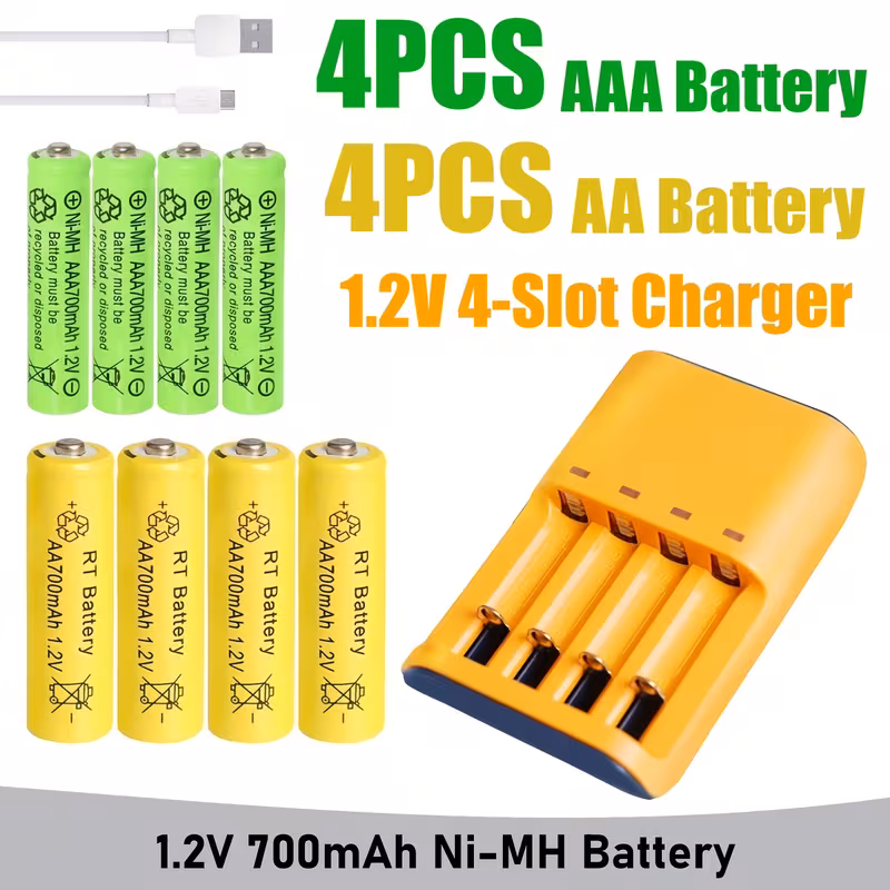 24/8pcs, 12/10/8pcs+cargador ni- .2v aaa&aa batería recargable, paquete de baterías aaa, batería recargable aaa&aa de 700mah, 24 paquetes de baterías aaa, para mando a distancia ratón, regalo de san valentín, regalo para novio, regalo para hombre Detalles del producto 2
