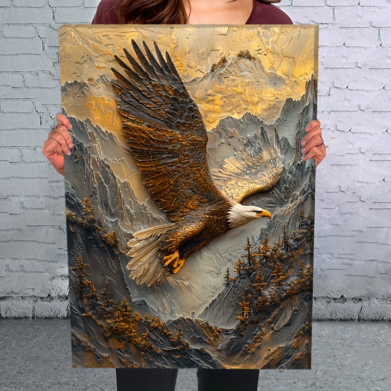 

1pc 2d Wooden Framed Canvas Painting Eagle Wall Art Prints For Home Decoration, Living Room & Bedroom, Festival Party Decor, Gifts, Ready To Hang