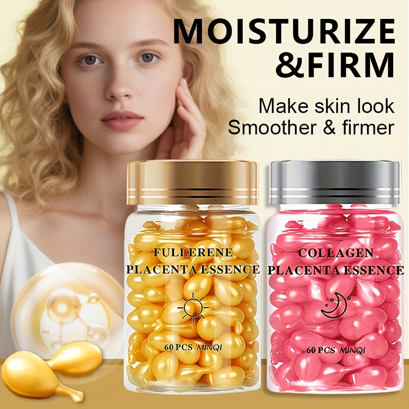 2 pack 120 capsules day night fullerene   essence collagen essence capsule set brightens nourishes light beige leaves light beige light beige looking smoother and   Product details 4