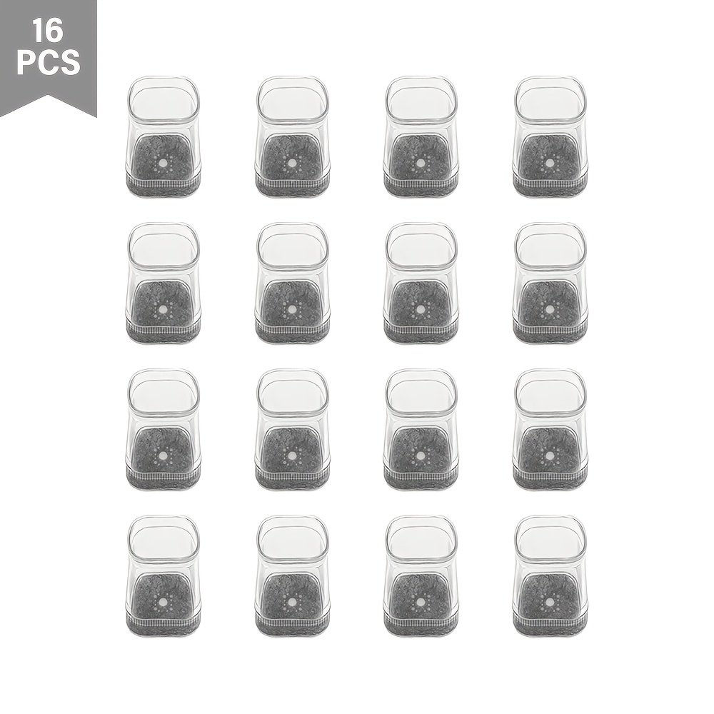 TEMU Juego de 16 protectores cuadrados para patas de muebles: protectores de silicona para patas de sillas con almohadillas de fieltro - Cubiertas