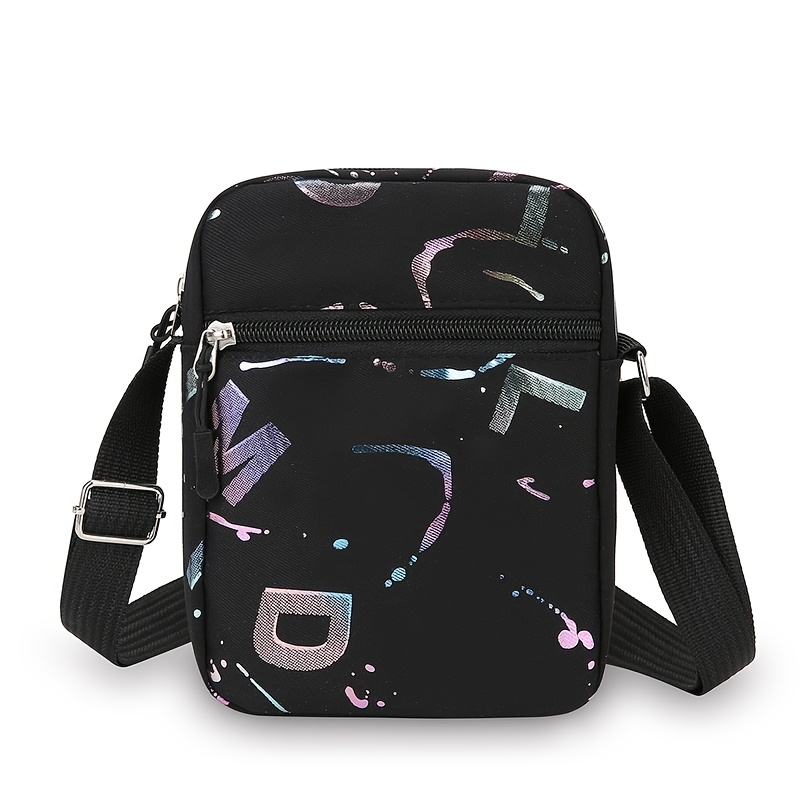 TEMU Women's Lightweight Portable Crossbody Purse, 2-layer Zipper Printed Mini Phone Pouch, Compact Casual Small Shoulder Bag For Daily , 4-color