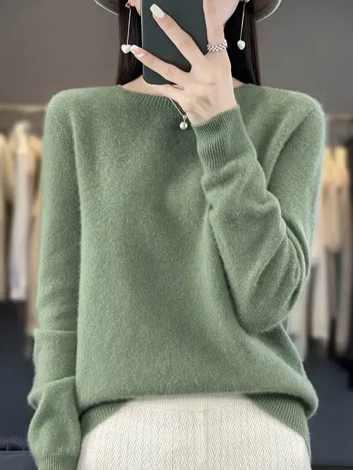 Autumn Winter Warm Cashmere Sweater Women V-Neck Pullover Casual Knitted  Tops //