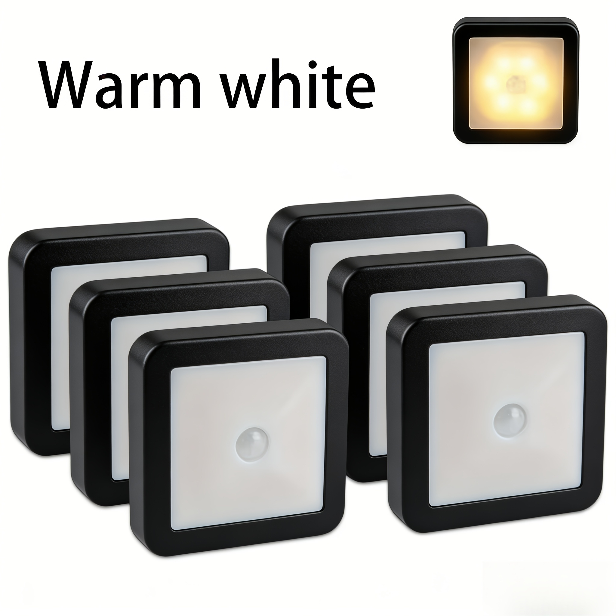 TEMU 6-pack Motion Sensor Smart Lights, Led Night Lights With Auto Human Body Detection, Suitable For Kitchen, Bedroom, Living Room, And Hallway -