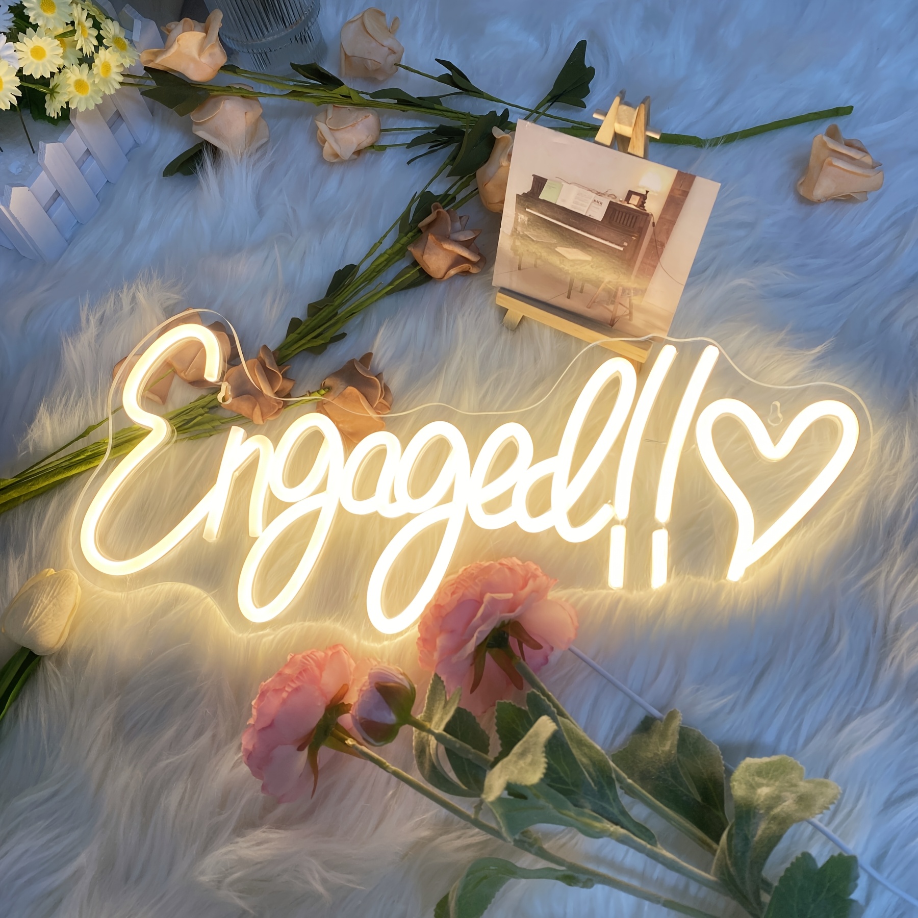 Gozye Engaged Neon Sign, Dimmable Led Neon Light Sign, Wedding Bridal Shower Neon Light Up Signs, Engagement Neon Lights For Shop Birthday Wedding Engagement Decoration