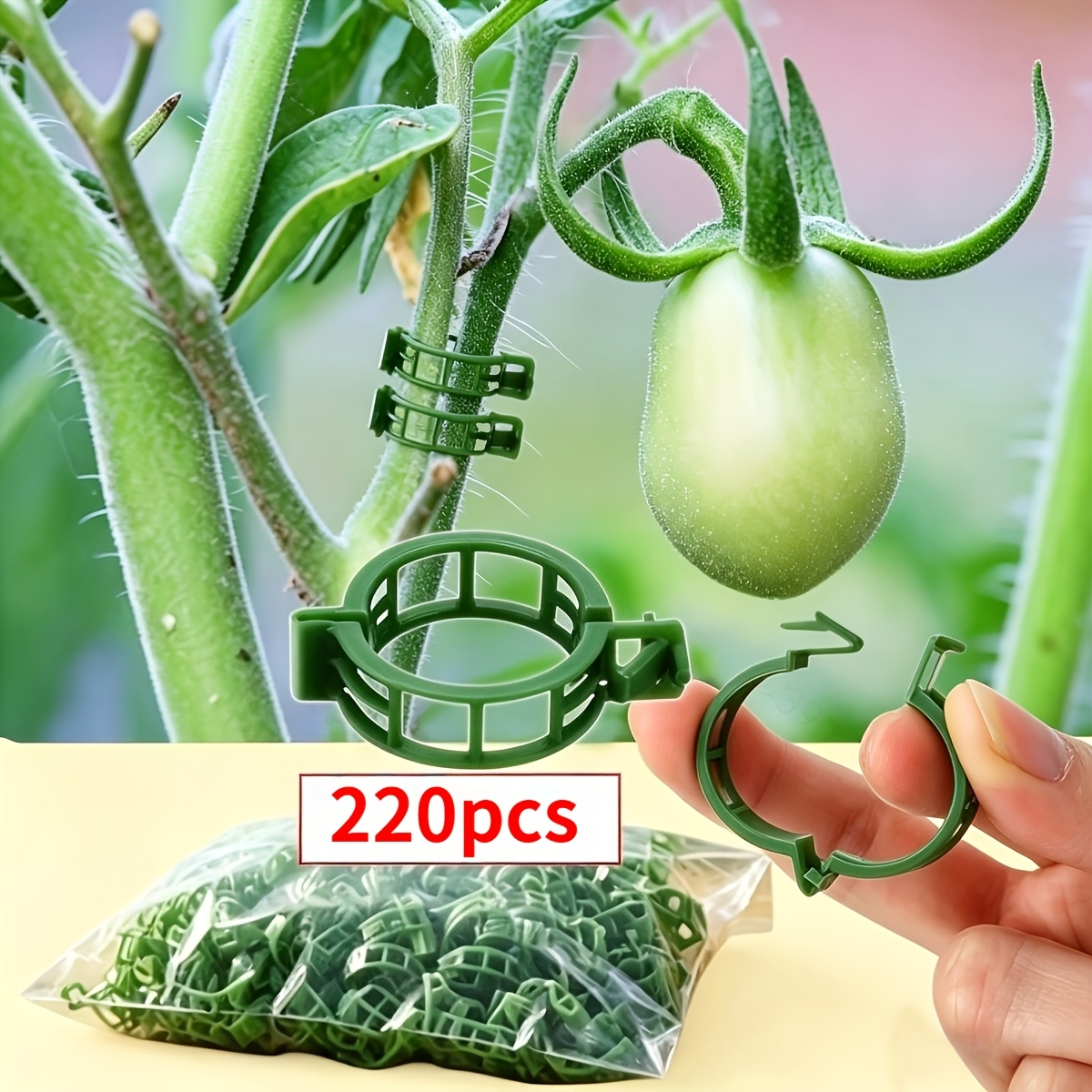 220 de cleme pentru roșii, plante cățărătoare, cleme de suport pentru plante cu grilă din plastic, potrivite pentru grădini, reutilizabile.
