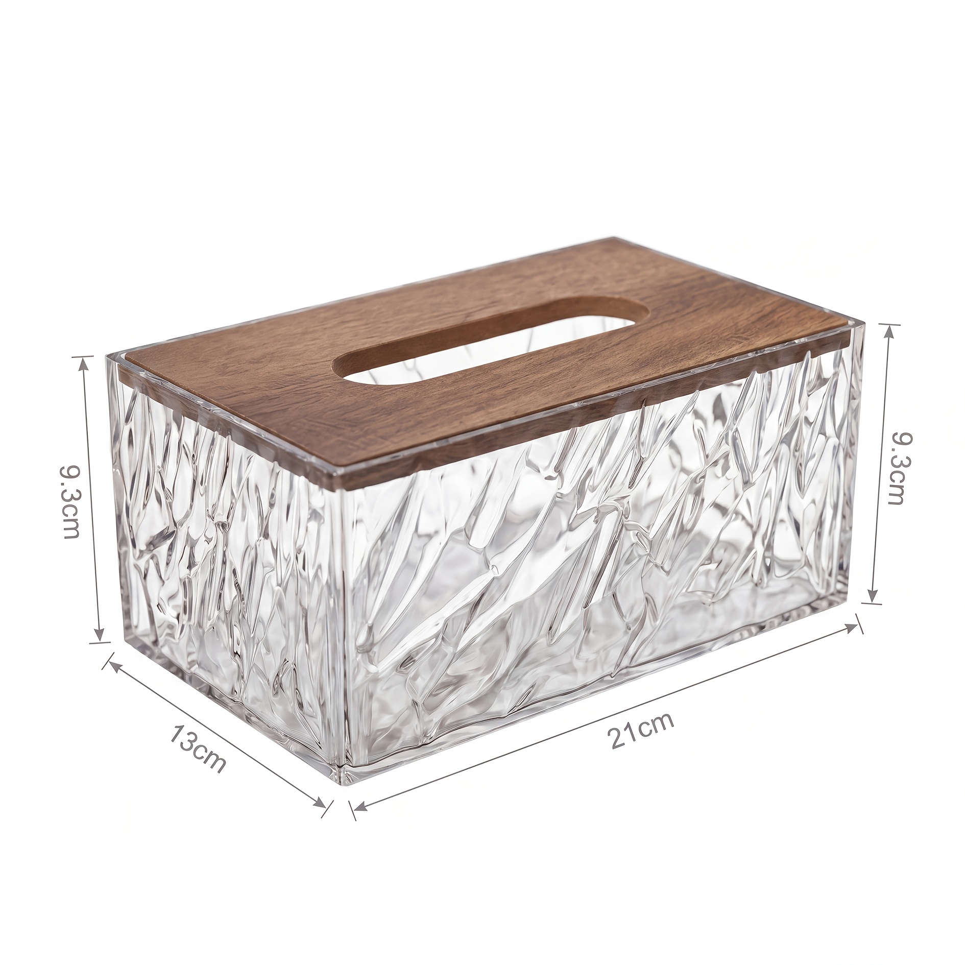 1 crystal texture acrylic tissue box with wooden lid modern minimalist napkin holder   room coffee table desktop tissue storage   bathroom decorative ornament Product details 4