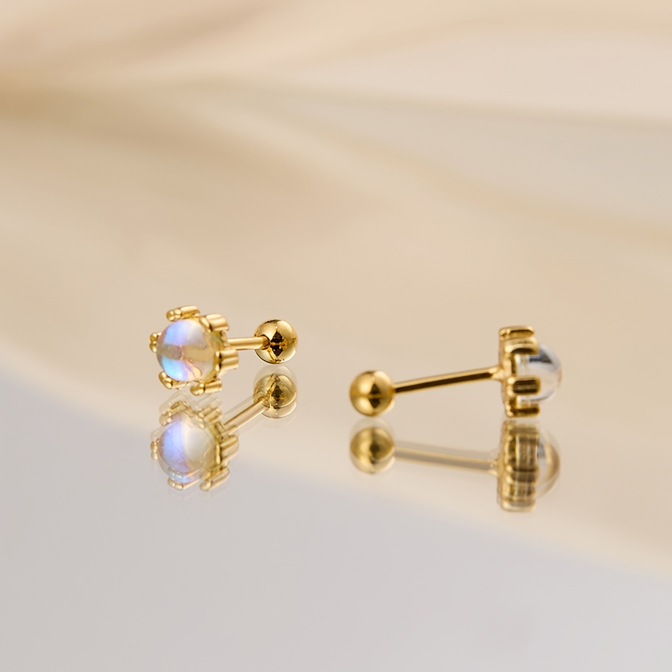 TEMU 2 piezas/set Aretes de Mujer con Incrustaciones de Cobre Dorado y , Aretes Pequeños Minimalistas con Cierre de Tornillo