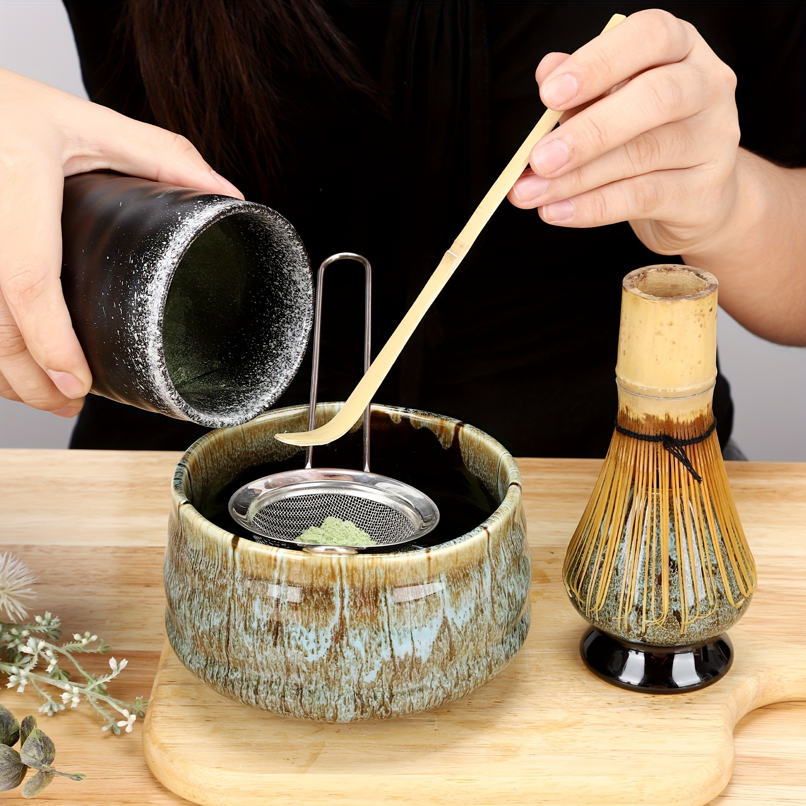 Matcha Tool Set of 5pcs with 2 Blue Kiln-Transformed Matcha Bowls