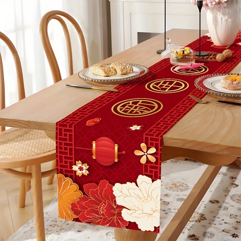 

1pc, Chinese New Table , 35x180cm, , Polyester Table , Rectangular, , For , Decor, Lunar New