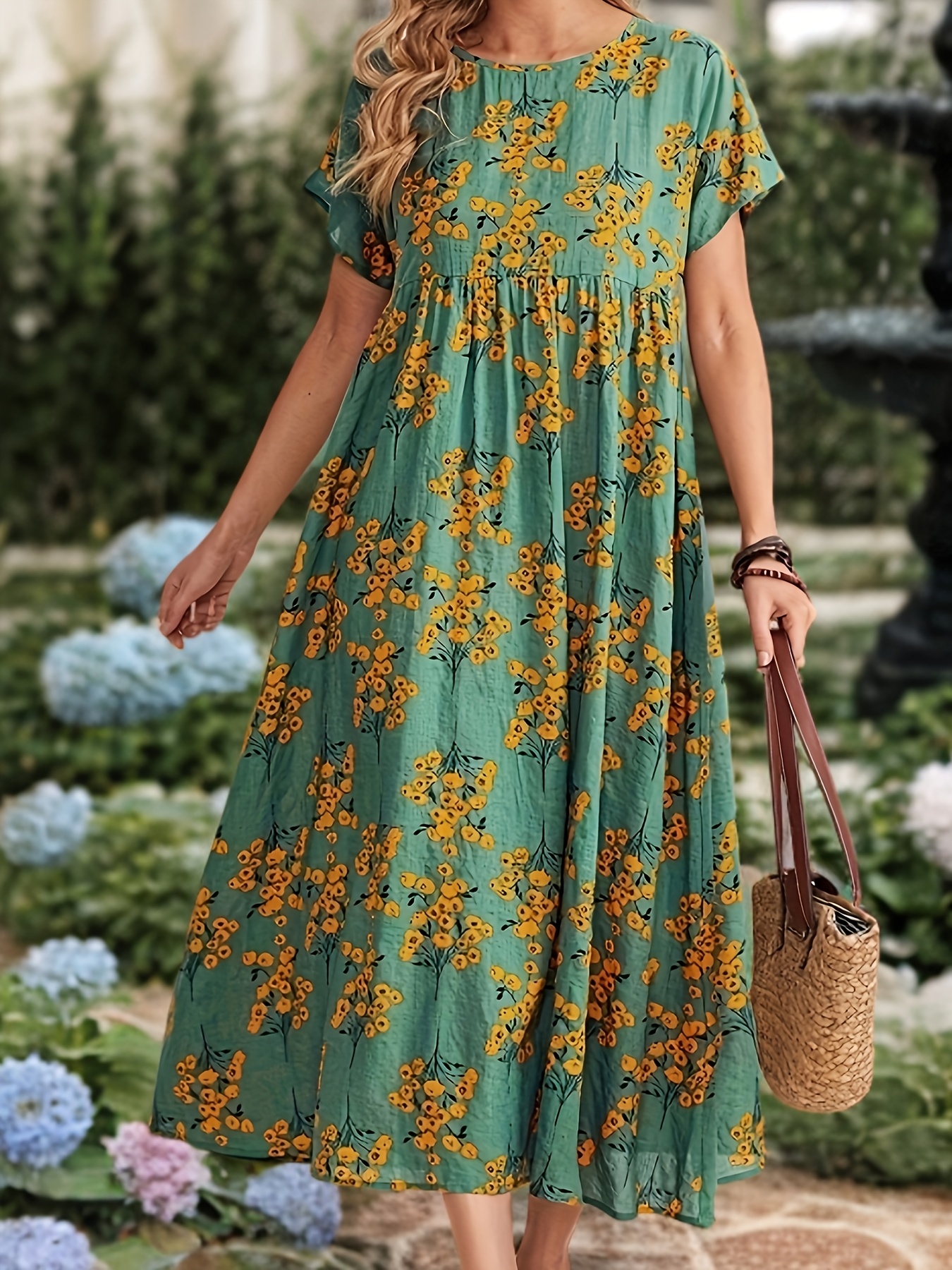 slim fit dress slacks Sage Floral Chiffon Short Sleeve Maxi Dress – PinkBlush main image 1