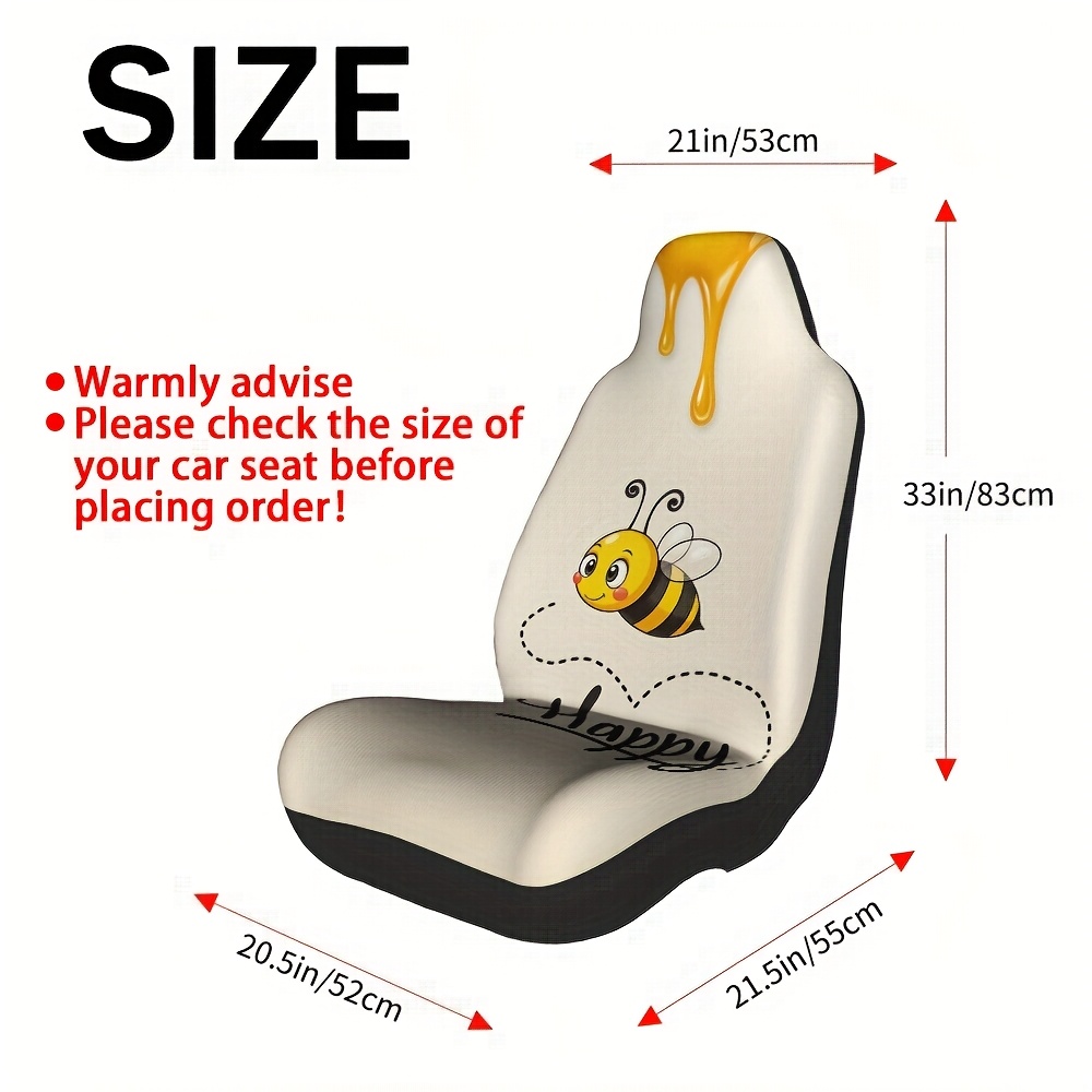 TEMU Set Of 2, Decorative Seat Covers Featuring A Honey Theme, Made From Soft Washable Material, And Enhance Stylish Appearance Of Cars, Suvs, And