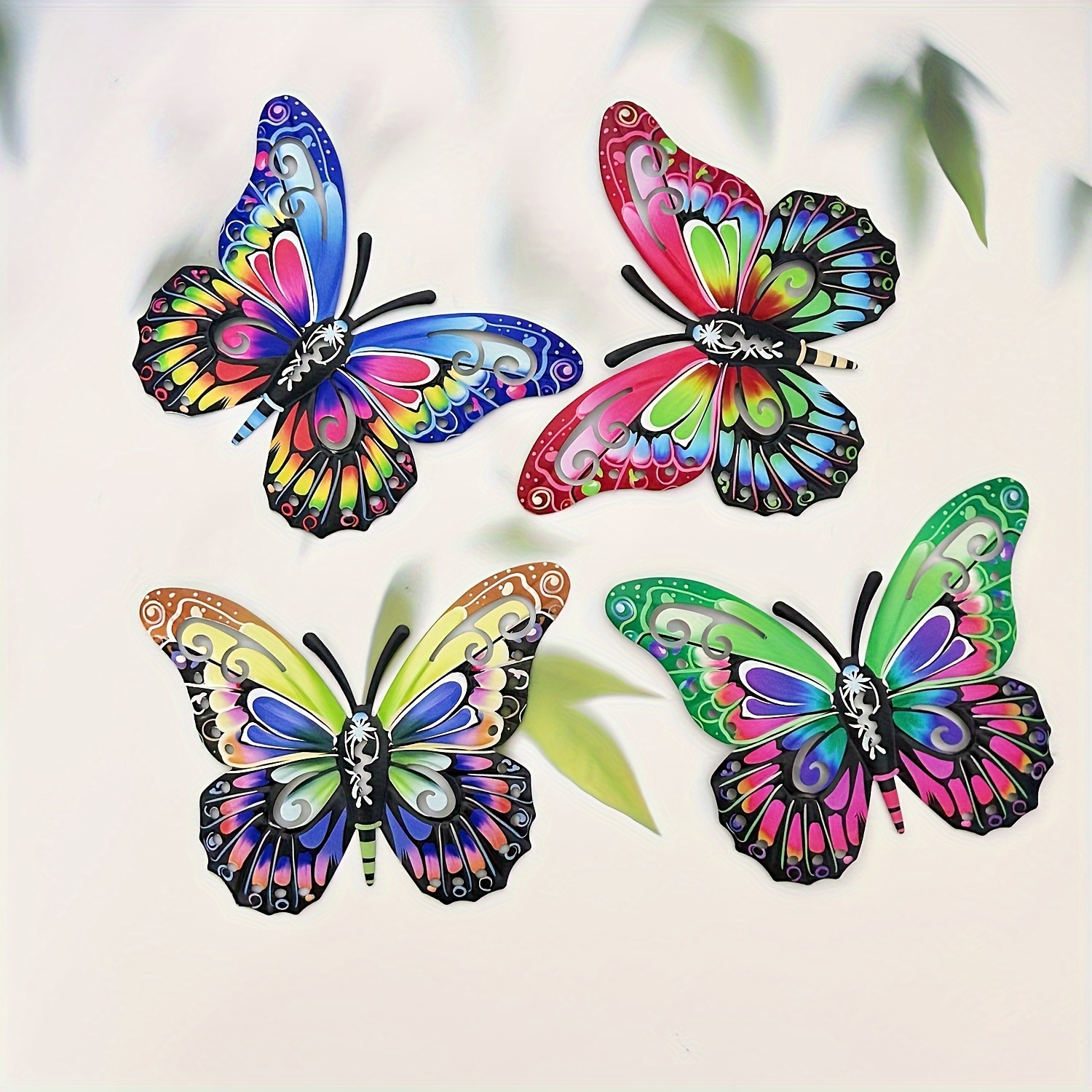 

1/4pcs, Metal Butterfly Wall Art, Colorful Wall Decor Sculpture Hanging For Indoor Outdoor For Home, Patio, Porch, Fence, Garden