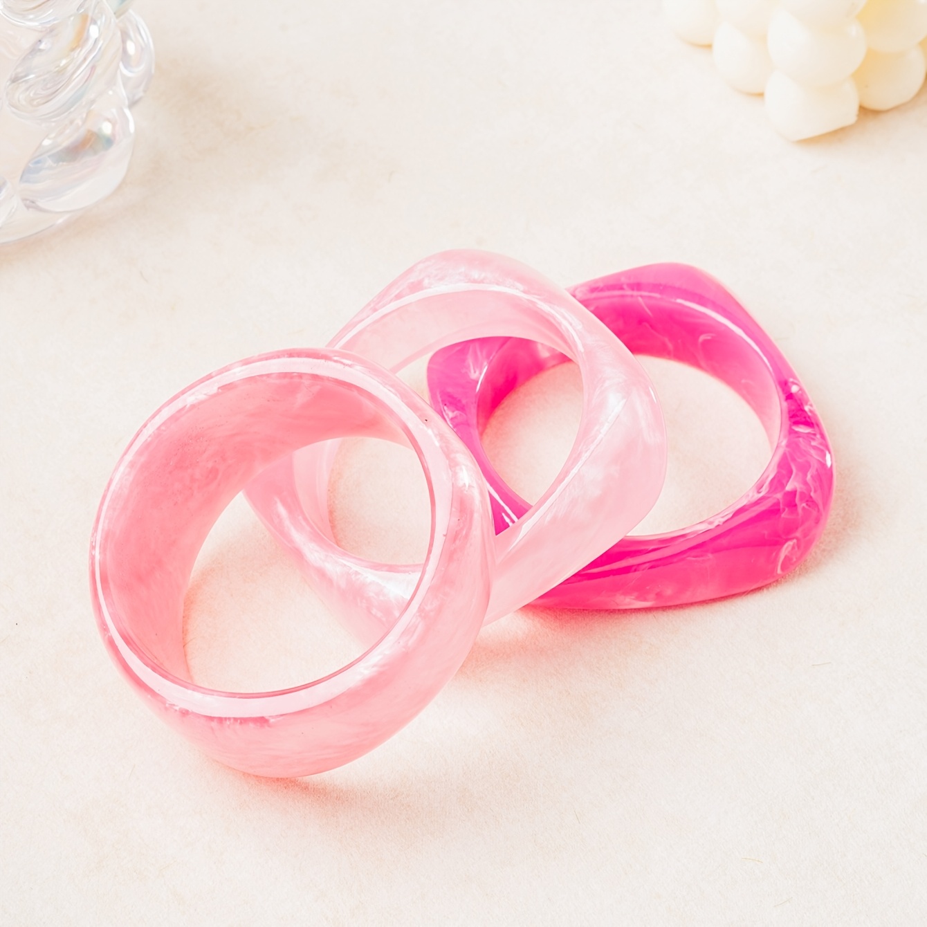 3pcs Clear Gradient Stackable Bracelet Set