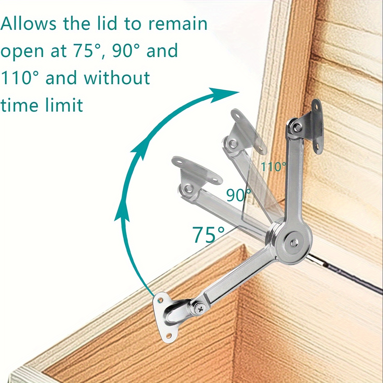 

1set Cabinet Support Hinges: Heavy Duty Adjustable Metal Lift And Up Hinges - Cabinet Door Support Hinges - Cabinet Hinges - Soft Close - Contemporary Style - Surface Mount - Polished Finish