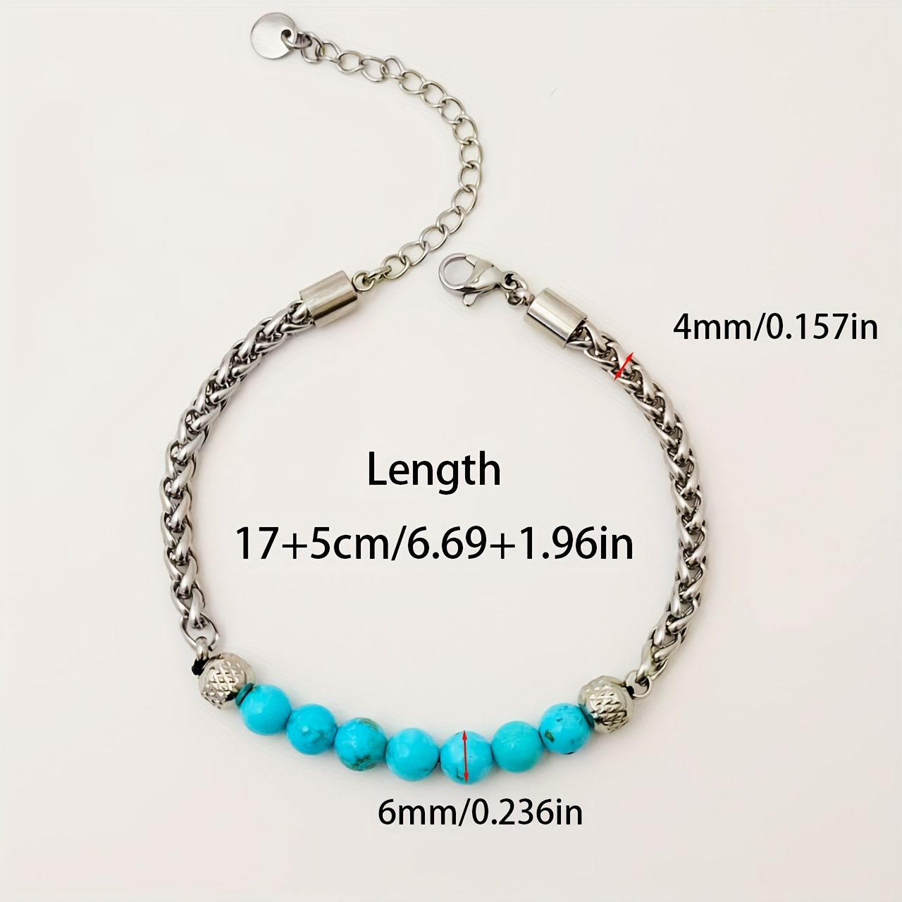Vintage Style Adjustable Titanium Steel Dragon Bone Chain Bracelet with Synthetic Turquoise Beads