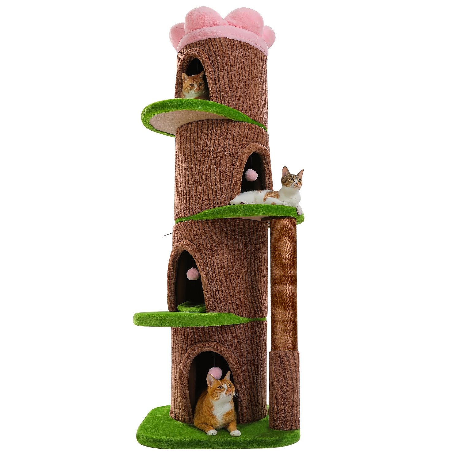 E-shop 174CM Hoher Baumstumpf Katzenbaum | Mit 4 , Blumenbeet, Dickem Kratzbaum (9.6CM Durchmesser) - Groß, , Wird wie ein echter Baum aussehen,