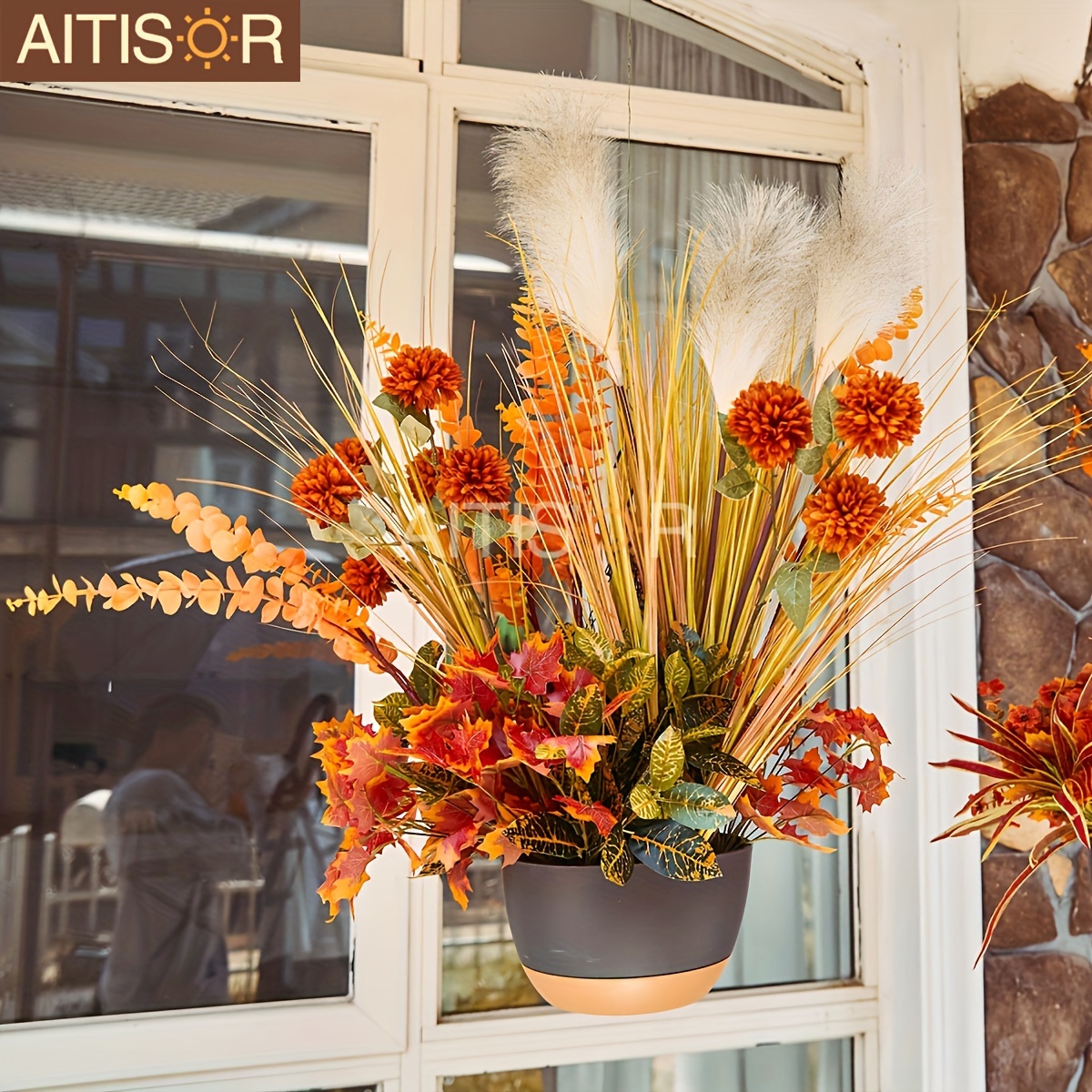 Fiori Artificiali Autunnali Per Esterno – 12 Mazzetti, Piante Finte UV Resistant, In Seta, Per Patio Giardino E Veranda, Decorazione Casa - 5