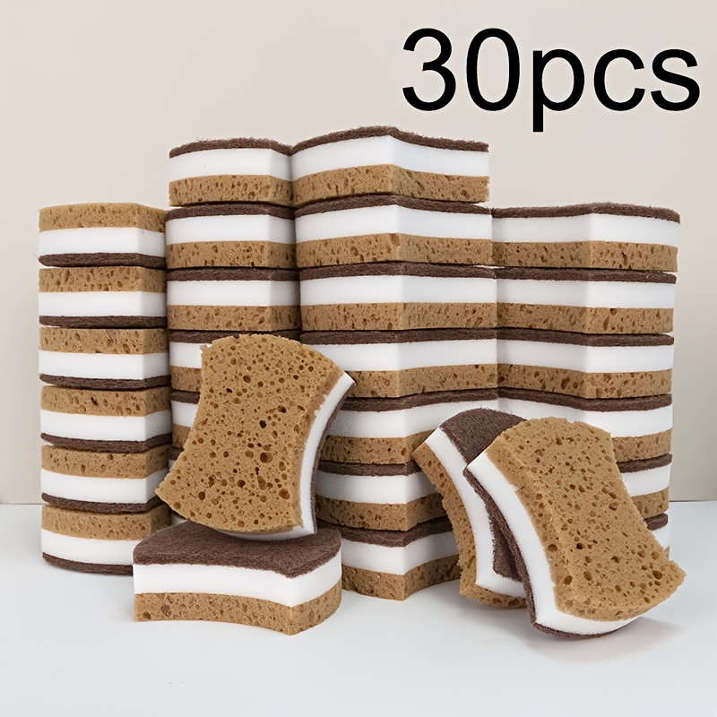 TEMU 10/20/30pcs Three-layer Thickened Double-sided Cleaning Sponges, Cleaning Cloths, Scouring Pads, Cleaning Towels. Suitable For Hotels,