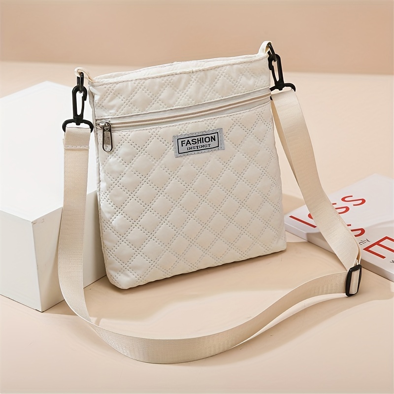 

Chic Mini Crossbody Bag For Women - Versatile Quilted Nylon Shoulder Purse With Adjustable Strap, Lightweight & Zip Closure