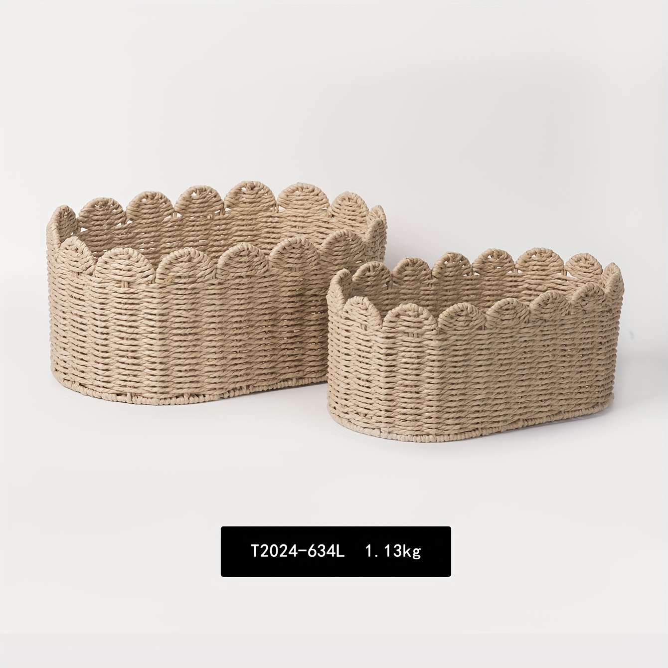 TEMU Indoor Decorative Storage Basket, Paper Rope Material Desktop Clutter Organizer, Office Desk Stationery Basket, Shelf Baskets